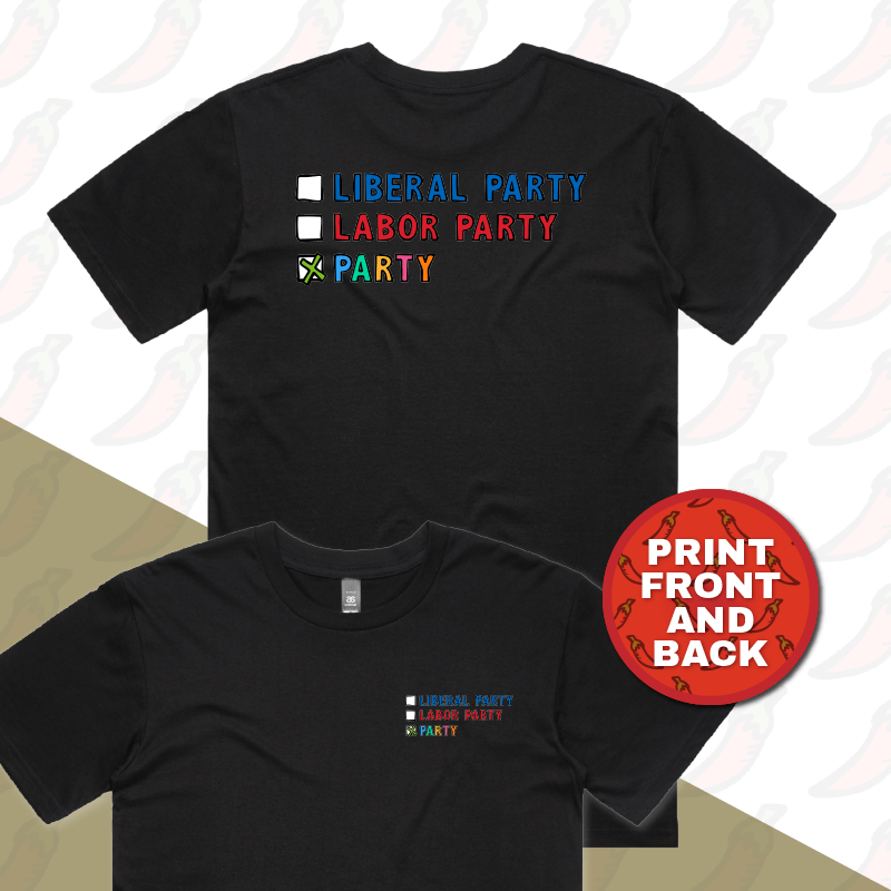 S / Black / Small Front & Large Back Design Party Vote ✅ - Men's T Shirt