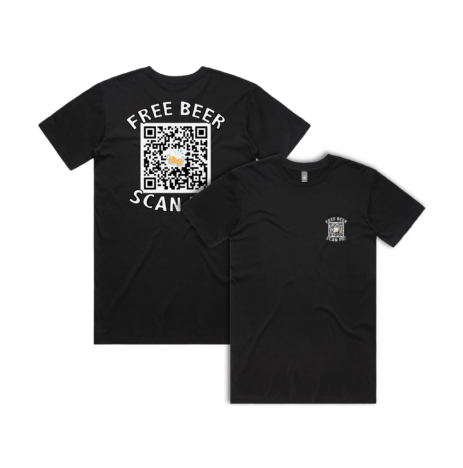 S / Black / Small Front & Large Back Design Rick Roll QR Prank 🎵 - Men's T Shirt