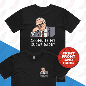 S / Black / Small Front & Large Back Design Scomo Sugar Daddy 💸 - Men's T Shirt
