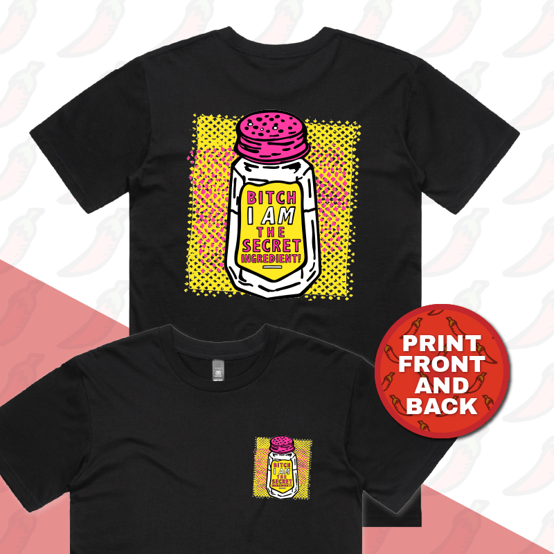 S / Black / Small Front & Large Back Design Secret Ingredient 🧂 – Men's T Shirt