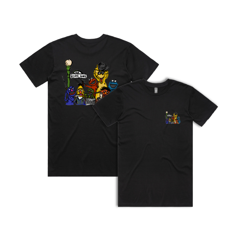 S / Black / Small Front & Large Back Design Sesame Gang 🥴 - Men's T Shirt