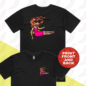 S / Black / Small Front & Large Back Design Shrimp on a Barbie 👜 - Men's T Shirt