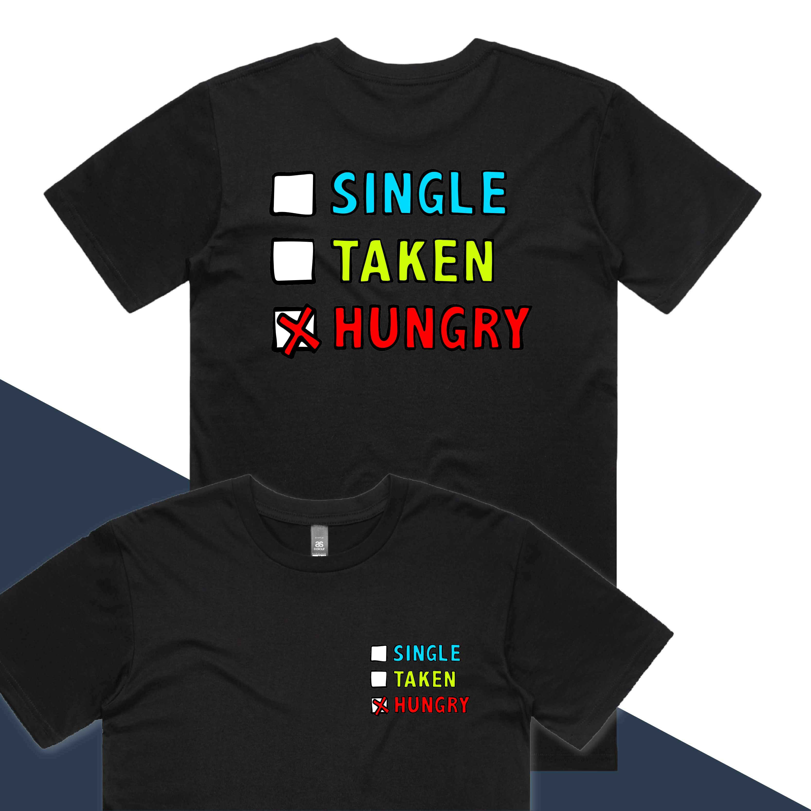 S / Black / Small Front & Large Back Design Single Taken Hungry 🍔🍟 - Men's T Shirt