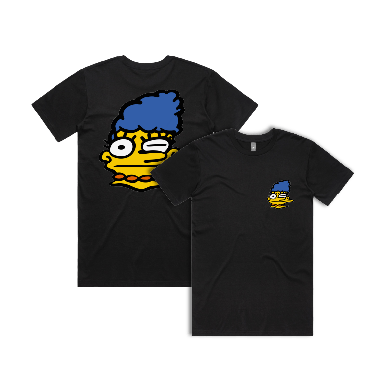 S / Black / Small Front & Large Back Design Smeared Marge 👕 - Men's T Shirt