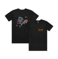 S / Black / Small Front & Large Back Design Spicy Baboon Original 🌶️ - Men's T Shirt