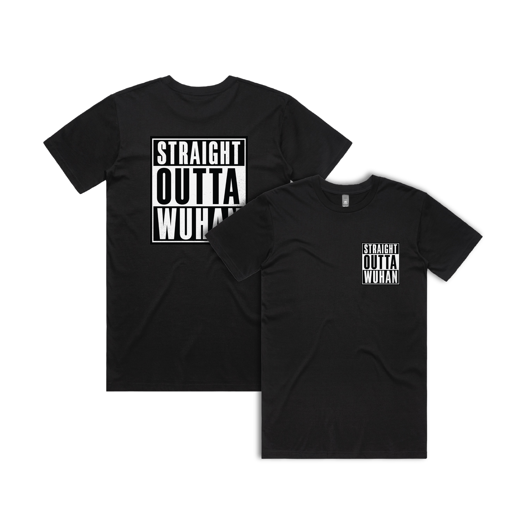 S / Black / Small Front & Large Back Design Straight Outta Wuhan ✊🏾 - Men's T Shirt