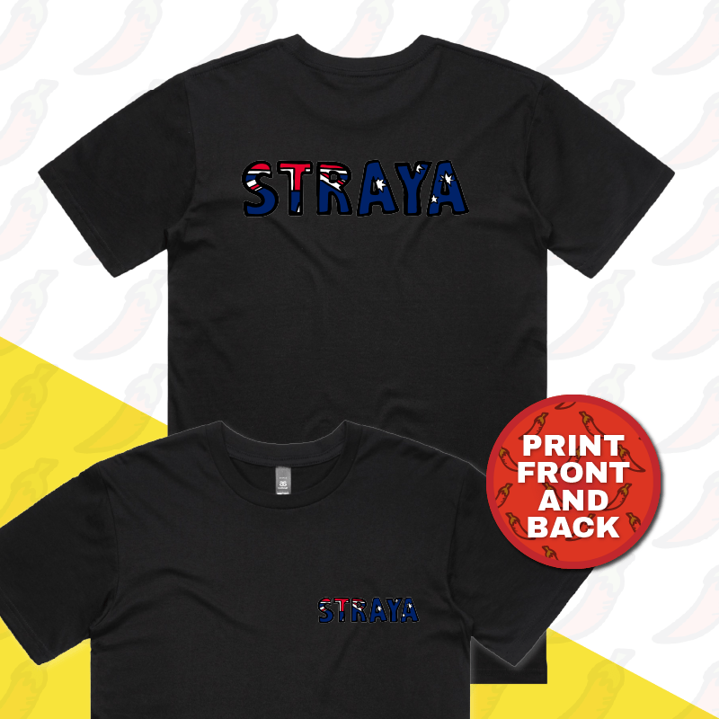 S / Black / Small Front & Large Back Design Straya 🐨 - Men's T Shirt