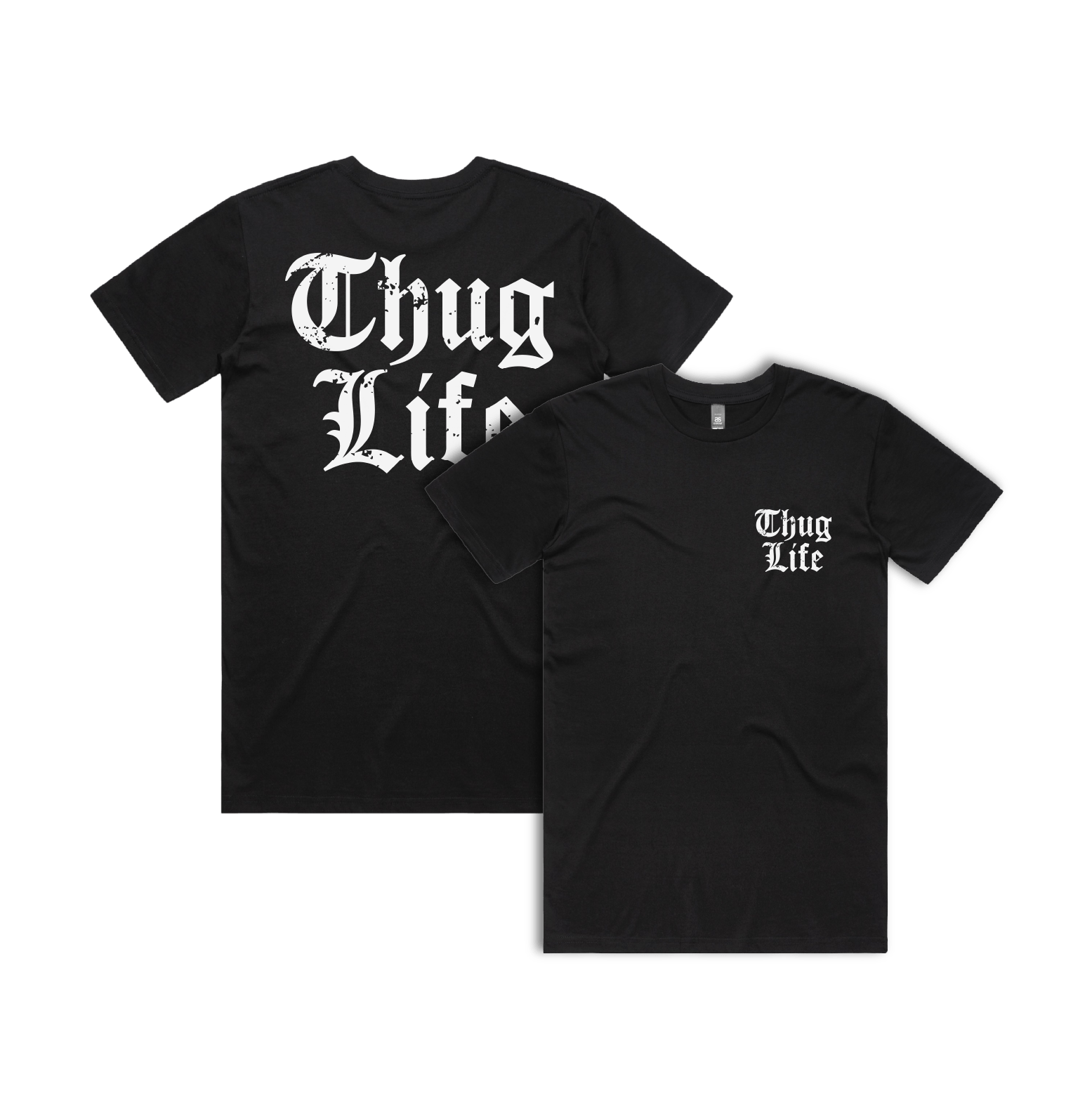 S / Black / Small Front & Large Back Design Thug Life 🖕🏾 - Men's T Shirt