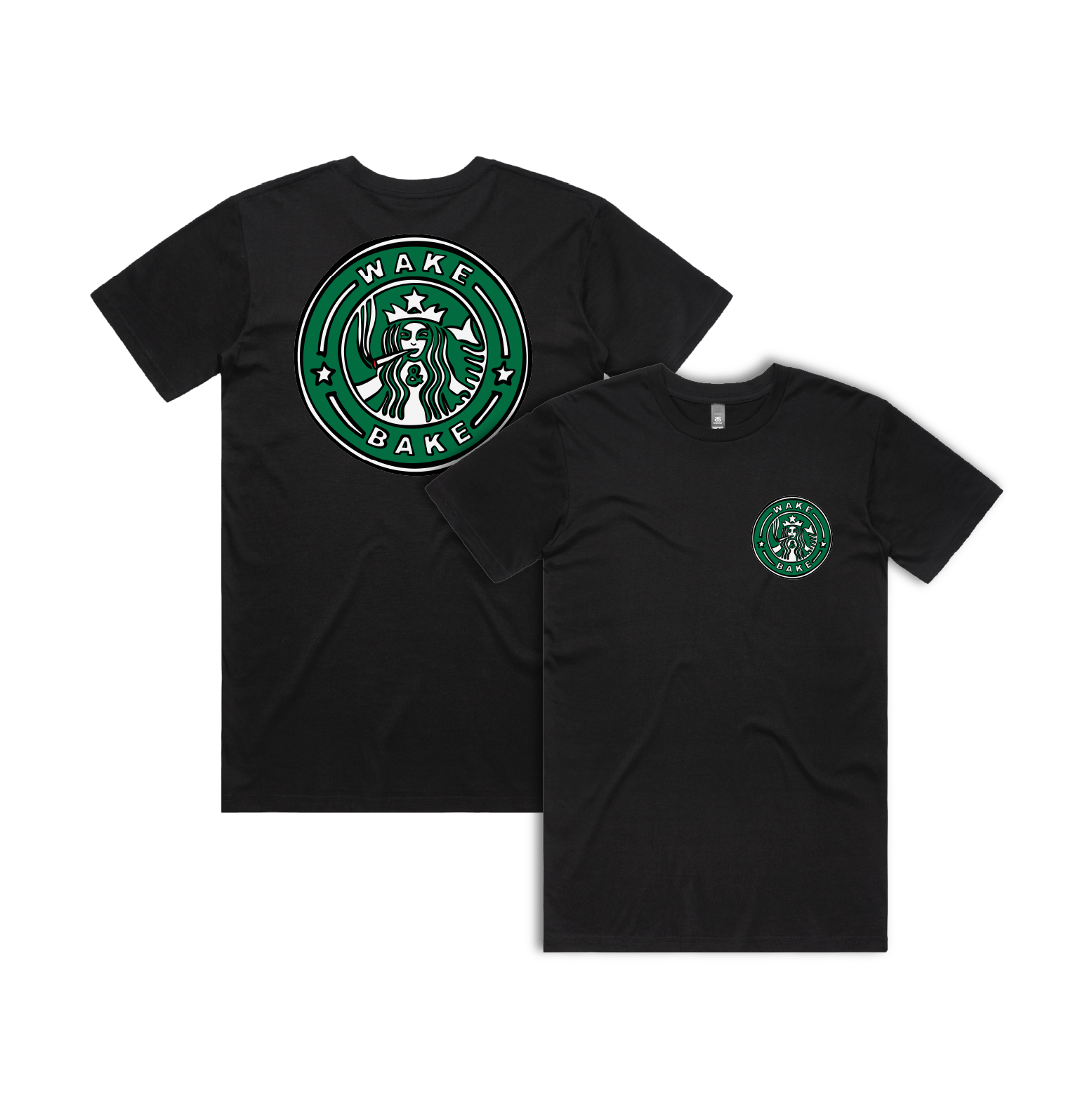 S / Black / Small Front & Large Back Design Wake & Bake 🚬 - Men's T Shirt