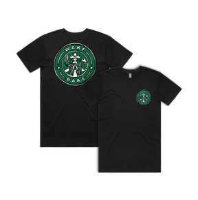 S / Black / Small Front & Large Back Design Wake & Bake 🚬 - Men's T Shirt
