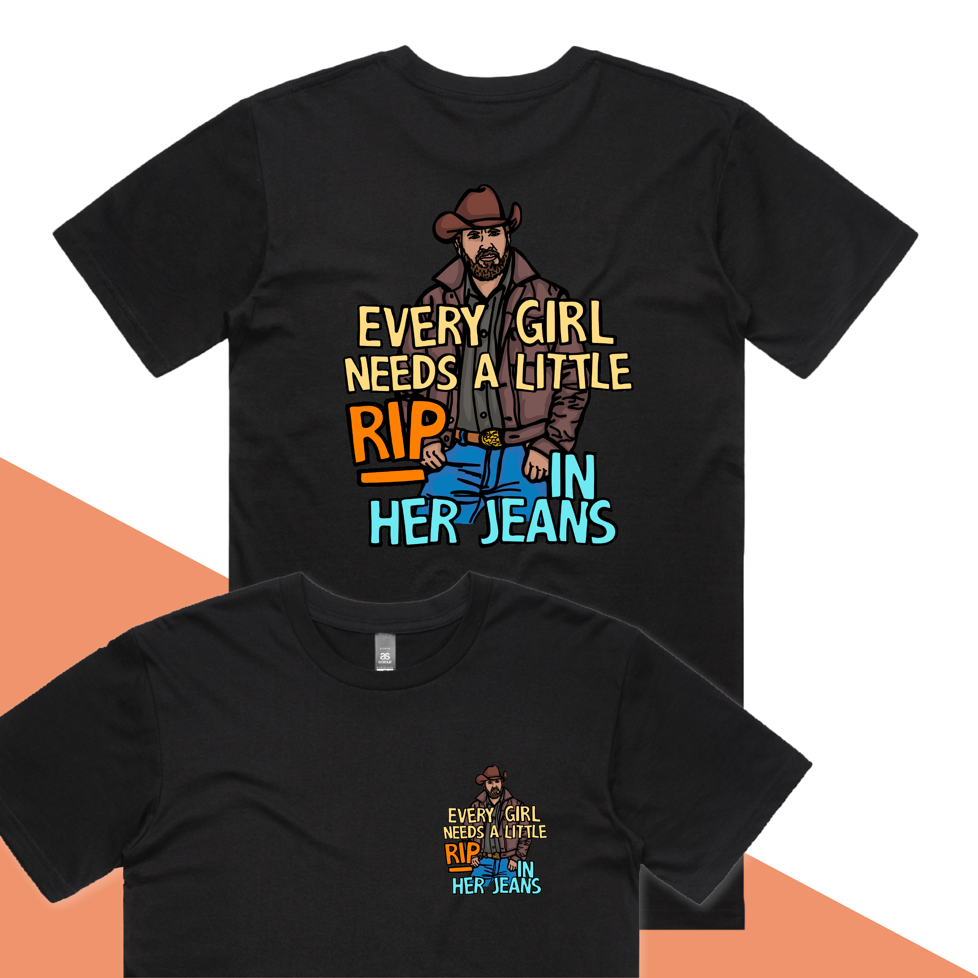 S / Black / Small Front & Large Back Design Yellowstone Rip 👖🤠 - Men's T Shirt