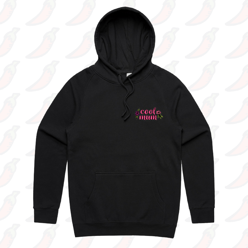 S / Black / Small Front Print Cool Mum 🌷– Unisex Hoodie