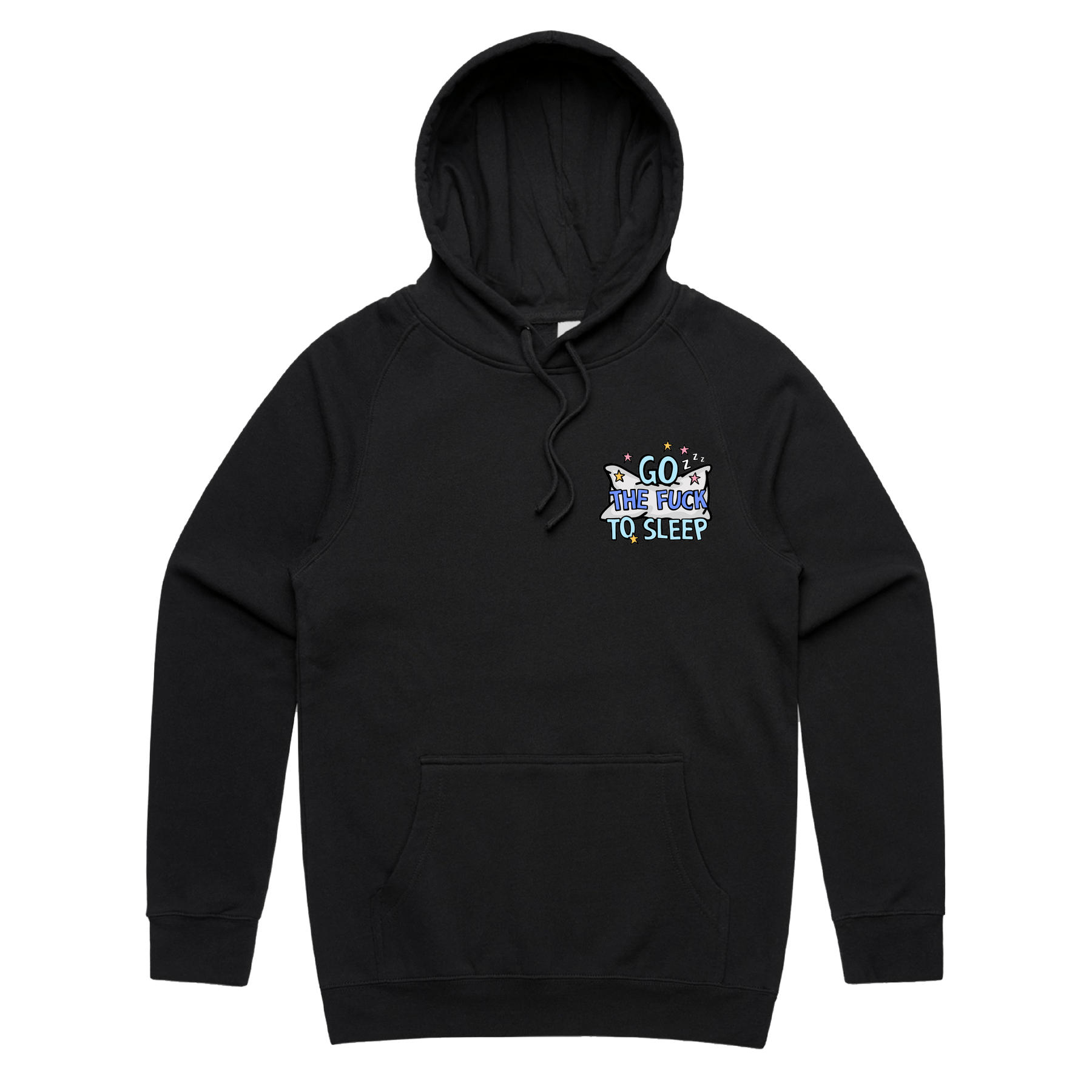 S / Black / Small Front Print Go The F To Sleep 🤬💤 - Unisex Hoodie