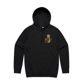 S / Black / Small Front Print Laughing Leo 🍷 - Unisex Hoodie