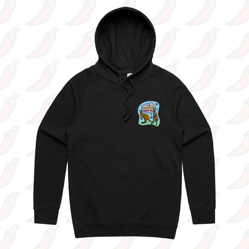 S / Black / Small Front Print Roo Roo Root Ya 🦘 – Unisex Hoodie