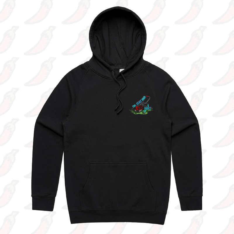 S / Black / Small Front Print Sexy And I Mow It 😘 🌾 – Unisex Hoodie