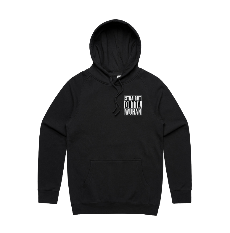 S / Black / Small Front Print Straight Outta Wuhan ✊🏾 - Unisex Hoodie