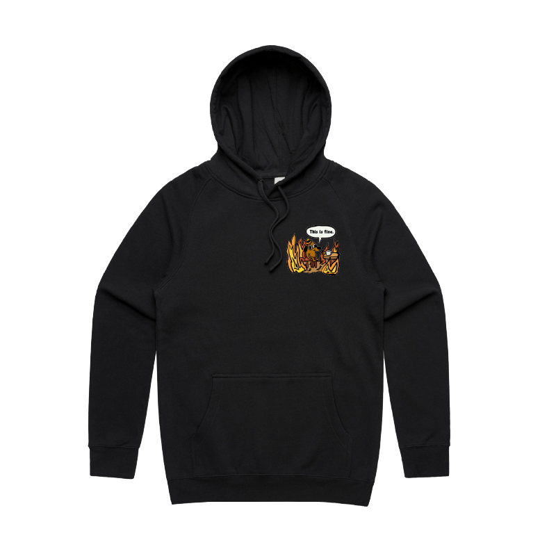 S / Black / Small Front Print This Is Fine 🔥 - Unisex Hoodie