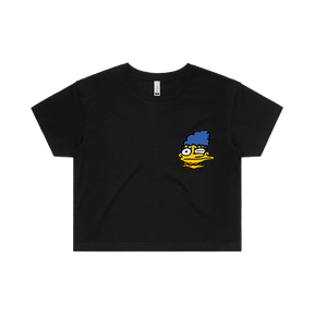 S / Black Smeared Marge 👕 - Women's Crop Top