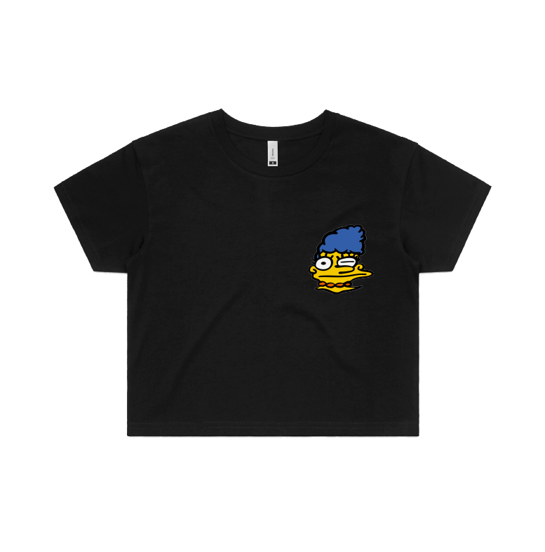 S / Black Smeared Marge 👕 - Women's Crop Top