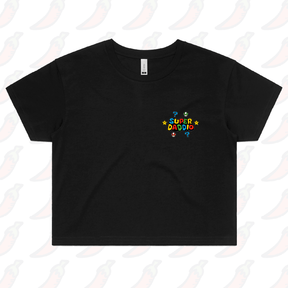 S / Black Super Daddio ⭐🍄 – Women's Crop Top