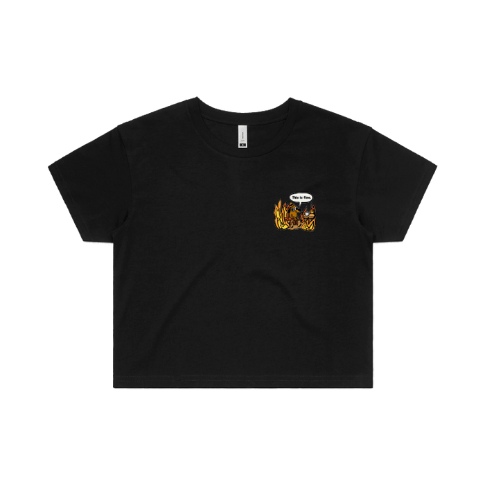 S / Black THIS IS FINE 🔥 - Women's Crop Top
