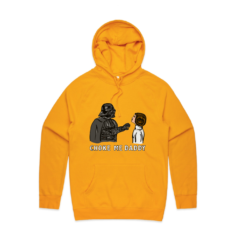 S / Gold / Large Front Design Choke Me Daddy 😲 - Unisex Hoodie