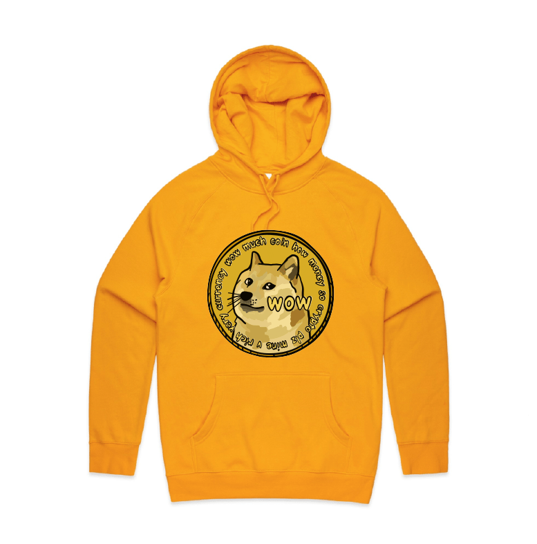 S / Gold / Large Front Design Dogecoin 🚀 - Unisex Hoodie