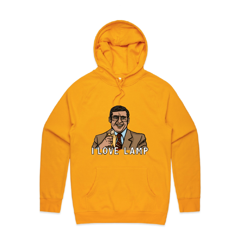 S / Gold / Large Front Design I Love Lamp ❤️ - Unisex Hoodie