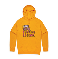 S / Gold / Large Front Design Mum. Wife. Legend 🏅 - Unisex Hoodie