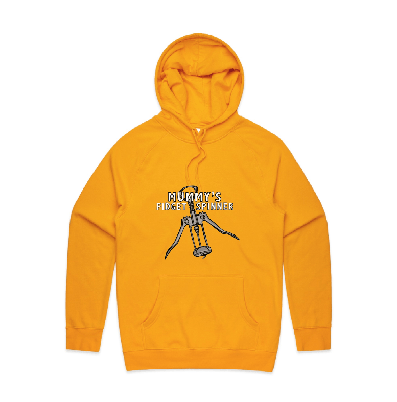 S / Gold / Large Front Design Mummy's Fidget Spinner 🍷 - Unisex Hoodie