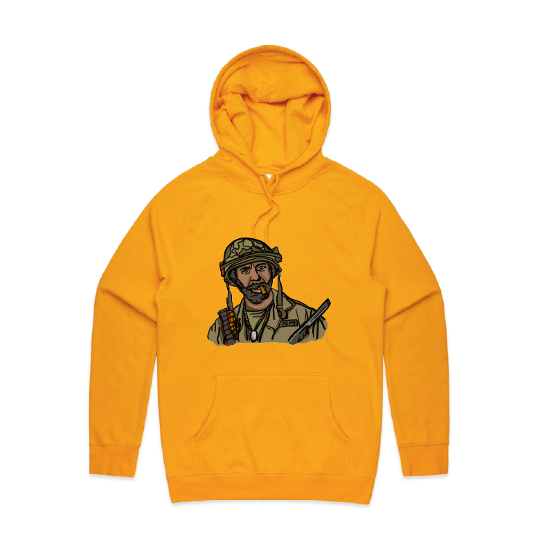 S / Gold / Large Front Design Never Go Full Retard 💥 - Unisex Hoodie