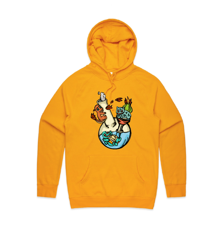 S / Gold / Large Front Design Pokebong 🦎 - Unisex Hoodie
