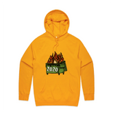 S / Gold / Large Front Print 2020 Dumpster Fire 🗑️ - Unisex Hoodie