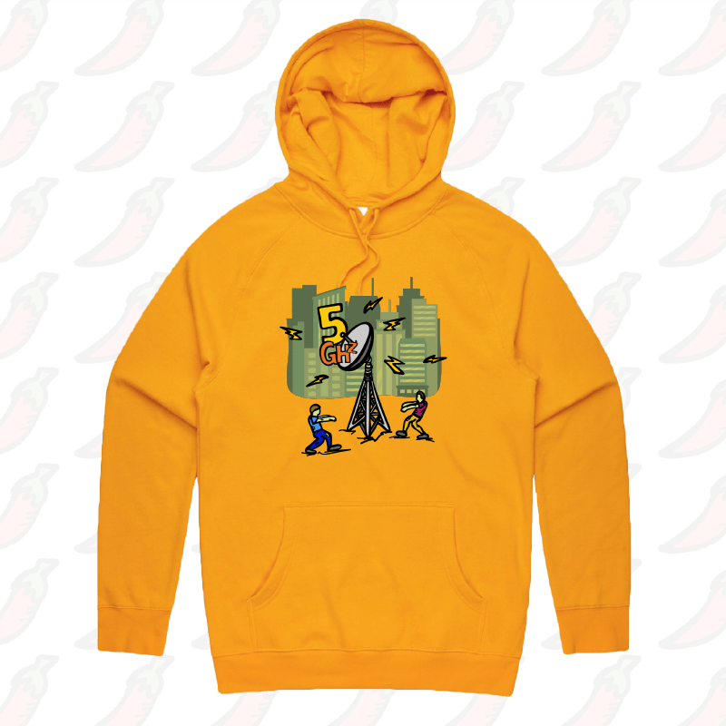 S / Gold / Large Front Print 5G Zombie 📡🧟‍♂️ - Unisex Hoodie