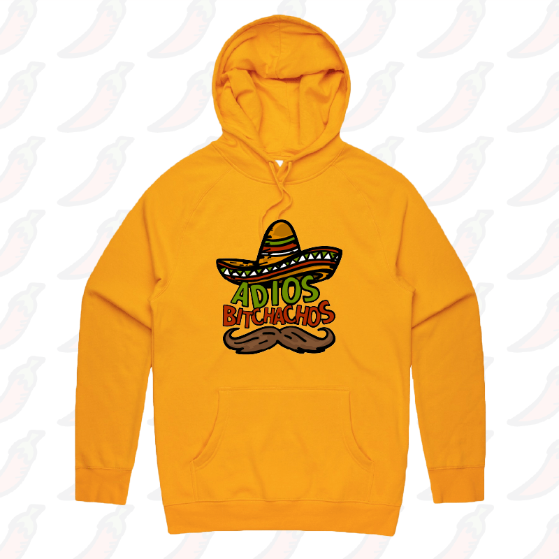 S / Gold / Large Front Print Adios Bitchachos 🌮 - Unisex Hoodie