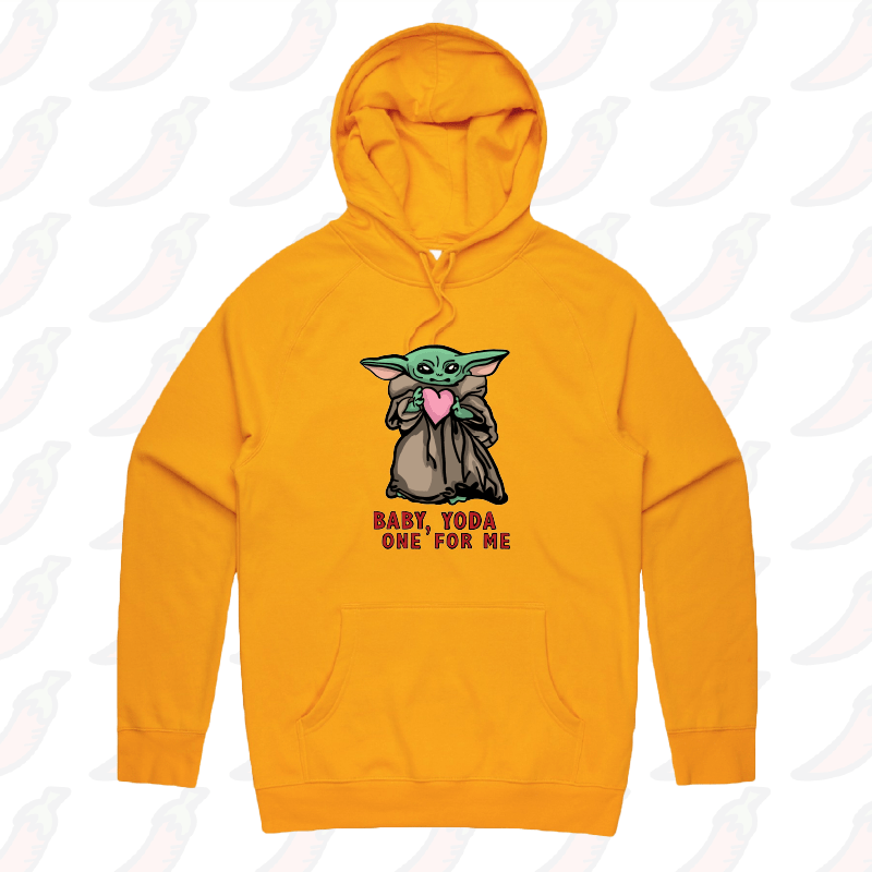 S / Gold / Large Front Print Baby Yoda Love 👽❤️ - Unisex Hoodie