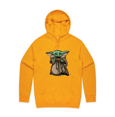 S / Gold / Large Front Print Baby Yoda 👶 - Unisex Hoodie
