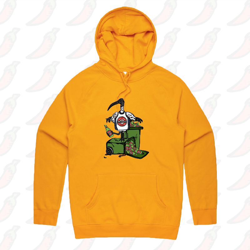S / Gold / Large Front Print Bali Bin Chicken 🗑️ - Unisex Hoodie
