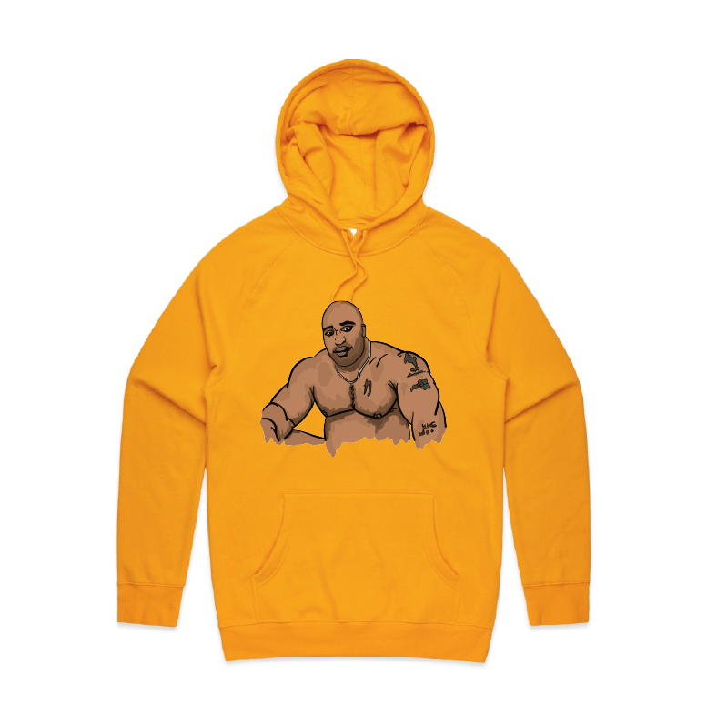 S / Gold / Large Front Print Big Barry 🍆 - Unisex Hoodie