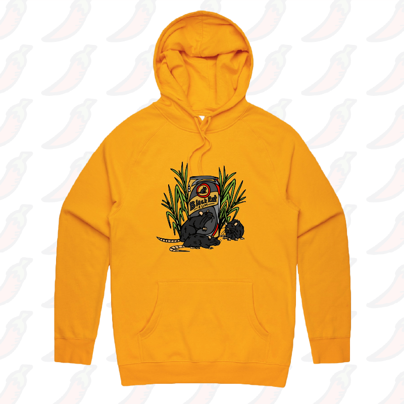 S / Gold / Large Front Print Black Rat 🐀 - Unisex Hoodie