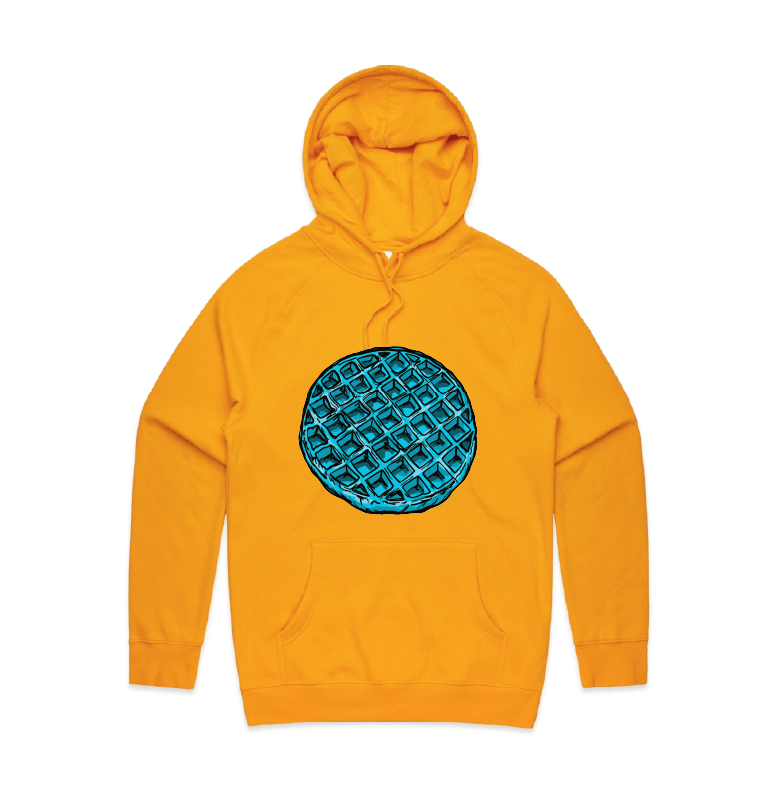 S / Gold / Large Front Print Blue Waffle 🧇🤮 - Unisex Hoodie
