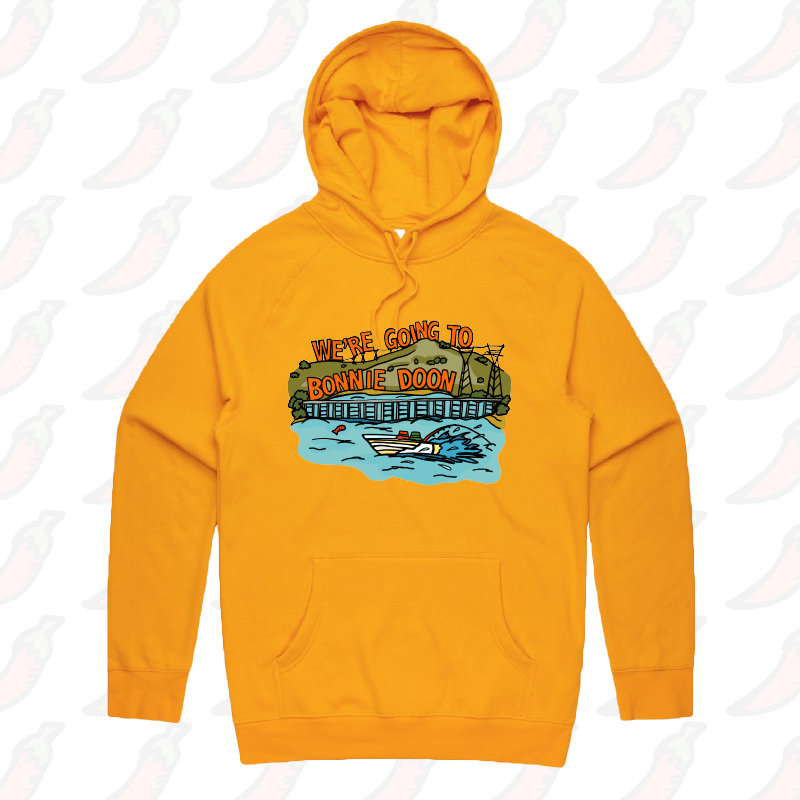 S / Gold / Large Front Print Bonnie Doon 🚤 - Unisex Hoodie