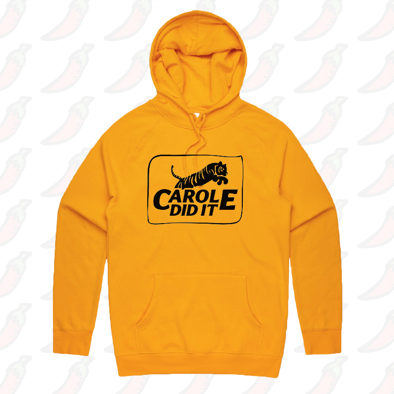 S / Gold / Large Front Print Carole Did It 🥩 - Unisex Hoodie