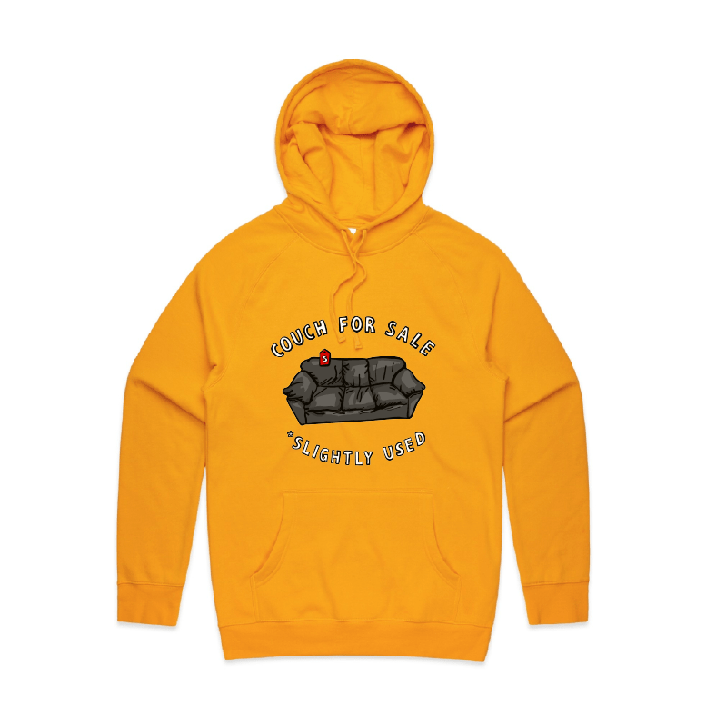 S / Gold / Large Front Print Casting Couch 📹 - Unisex Hoodie