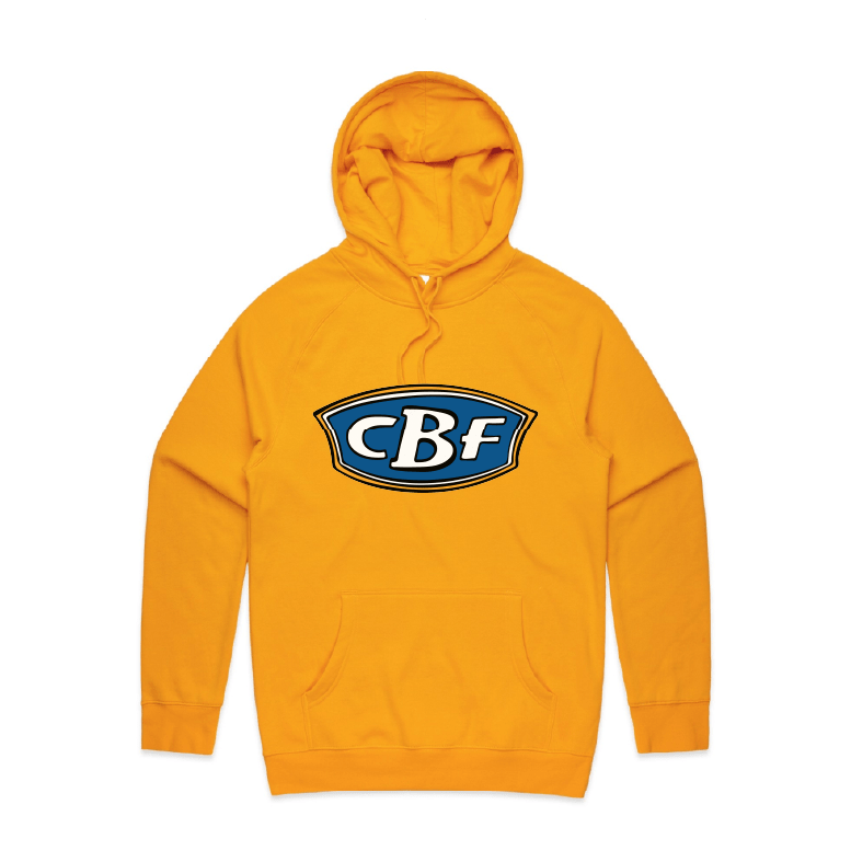S / Gold / Large Front Print CBF ⛺🚤🎣 - Unisex Hoodie