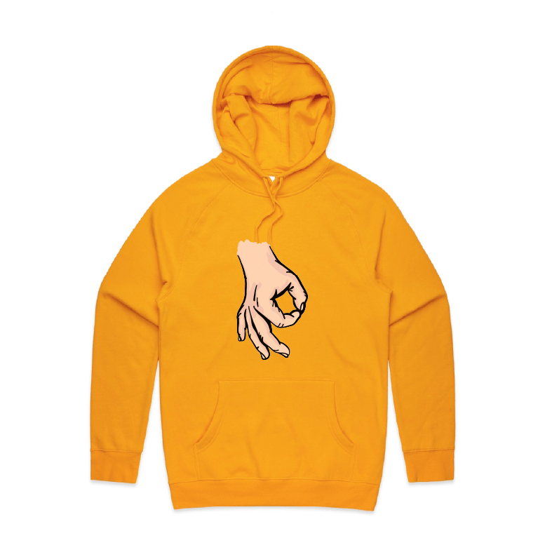 S / Gold / Large Front Print Circle Game 👊 - Unisex Hoodie