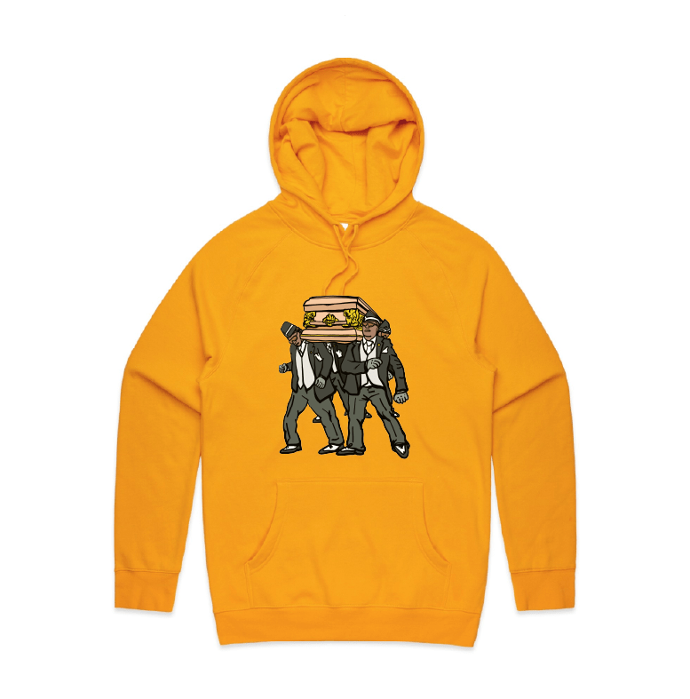 S / Gold / Large Front Print Coffin Dance ⚰️ - Unisex Hoodie