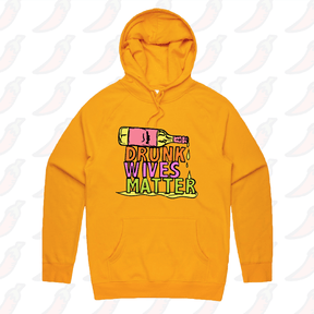 S / Gold / Large Front Print Drunk Wives Matter 🥂 – Unisex Hoodie