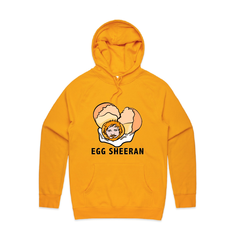 S / Gold / Large Front Print Egg Sheeran 🥚 - Unisex Hoodie